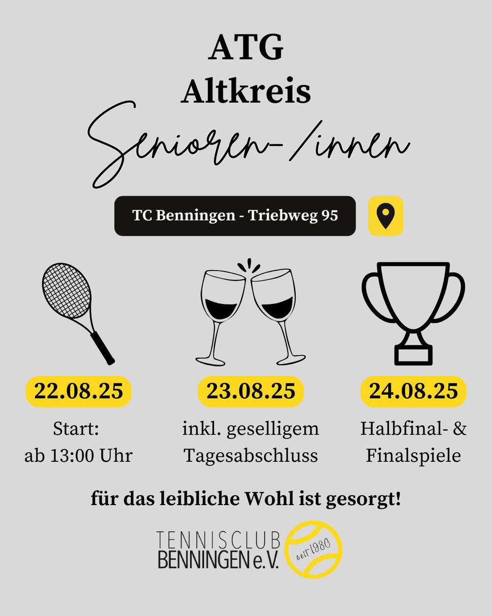 Ausschreibung ATG Senioren Turnier beim TC Benningen ist online!