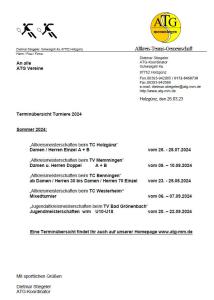 Terminübersicht der ATG Turniere